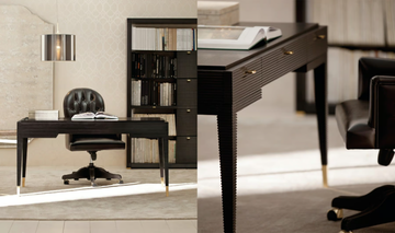 GEORGES - Leather executive chair with castors by OPERA CONTEMPORARY - view 3